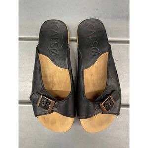 Kalso Serenity Negative Heel Earth Sandals Womens 6 Black‎ Leather